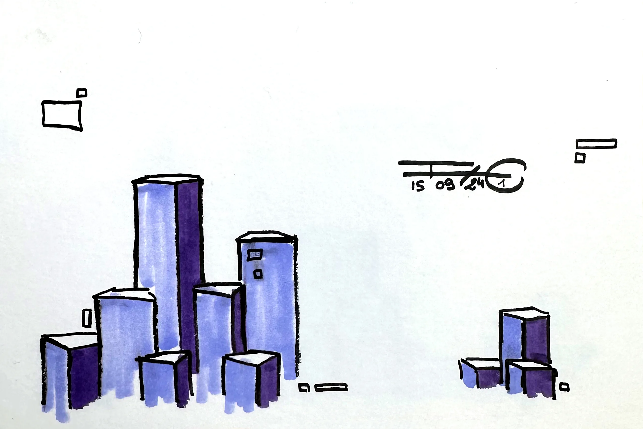 Les Contes de LunaŸSolEquis n°1, Stylo et feutre sur papier, 2023 – 2024 — dessin de Tristan Alexandre