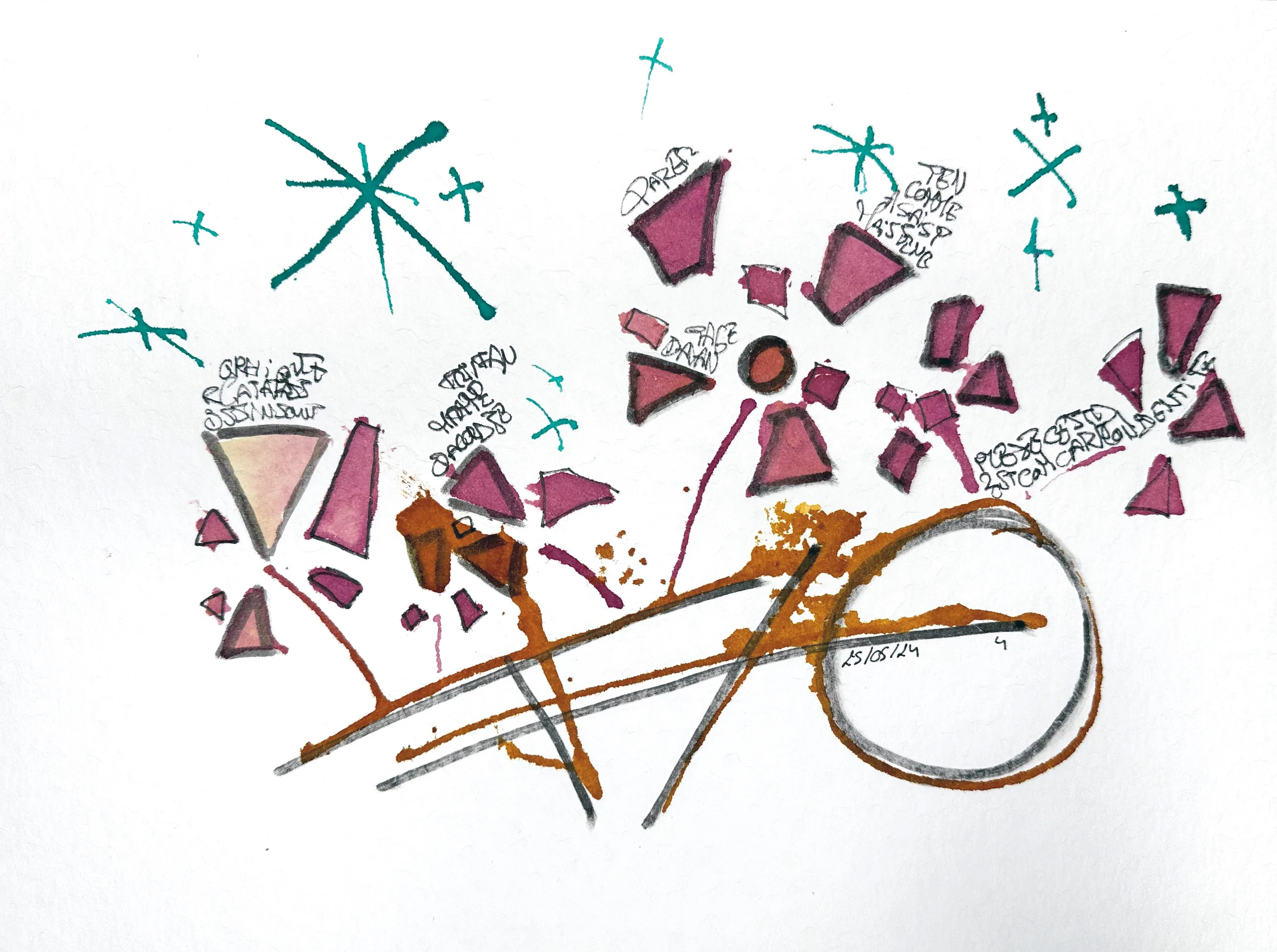Les Fleurs Disloquées n°4, Encre sur papier, 2024 — dessin de Tristan Alexandre