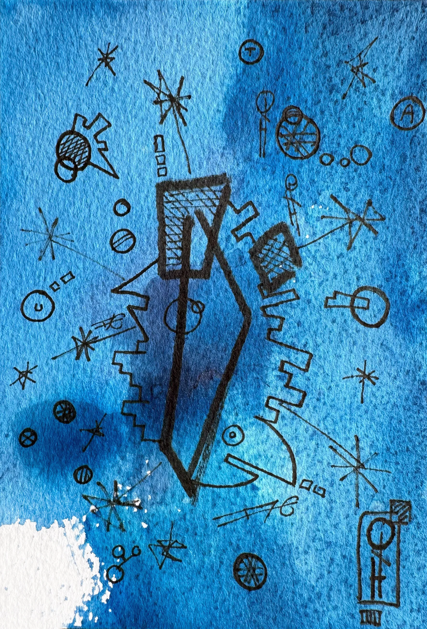 Les Poèmes Bleus n°171, Encre sur papier, 2022 – présent — dessin de Tristan Alexandre