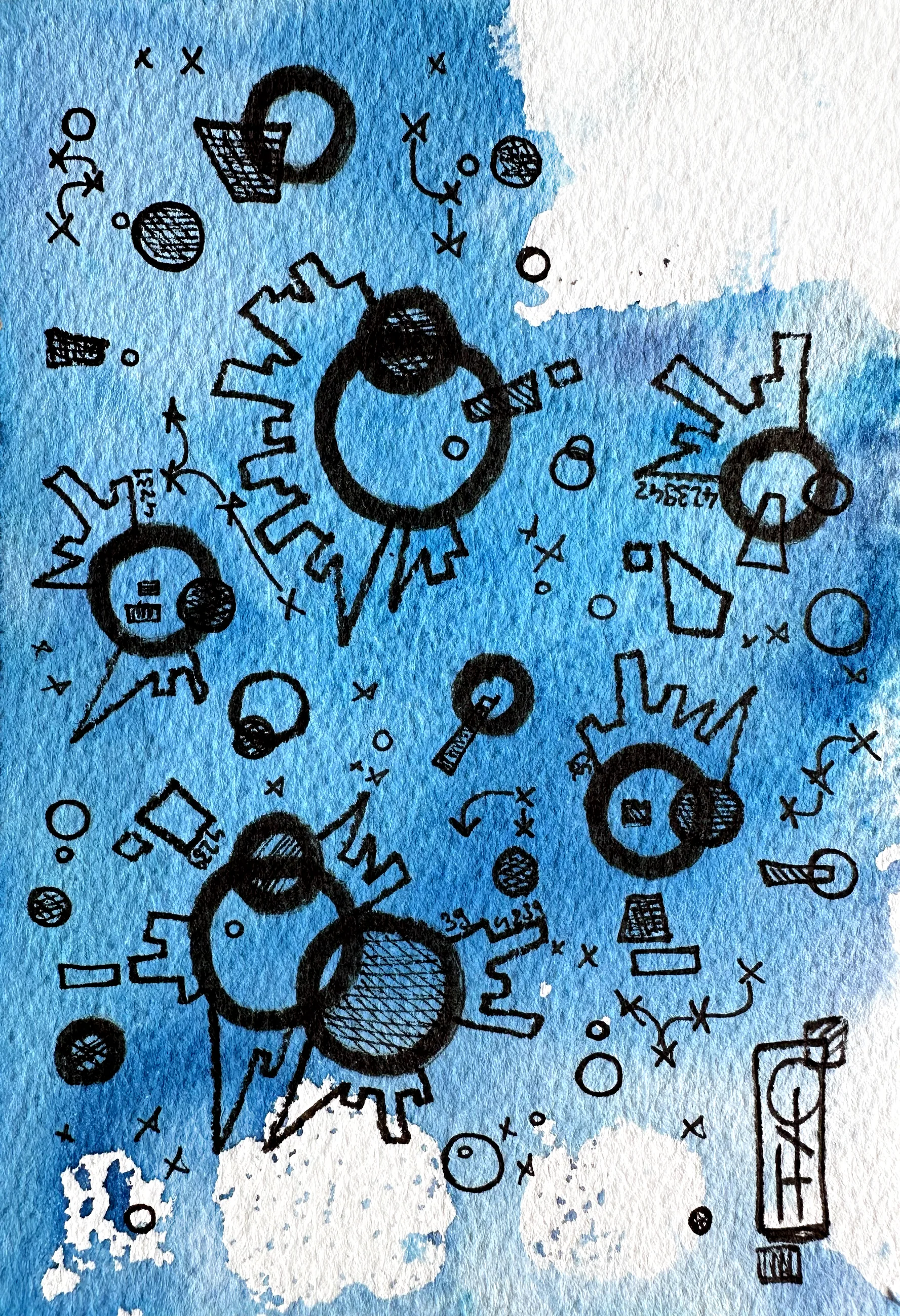 Les Poèmes Bleus n°173, Encre sur papier, 2022 – présent — dessin de Tristan Alexandre